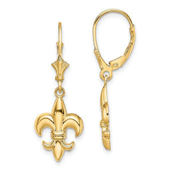 10K Small Fleur-de-Lis Leverback EARRINGS