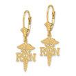 10K RN Caduceus Leverback Earrings - Birthstone Company