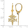 10K RN Caduceus Leverback Earrings - Birthstone Company