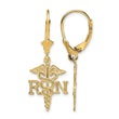 10K RN Caduceus Leverback Earrings - Birthstone Company
