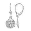 10K White Gold Polished Sand Dollar Leverback Earrings - Birthstone Company