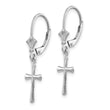 10K White Gold Cross Leverback Earrings - Birthstone Company