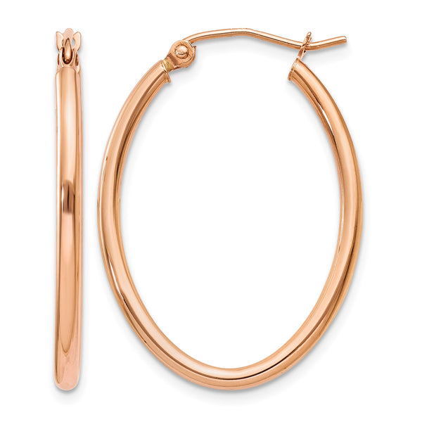 10k Rose Gold Oval Hoop Earrings - Birthstone Company