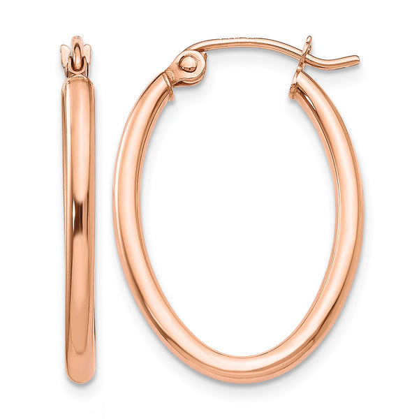10k Rose Gold Oval Hoop Earrings - Birthstone Company