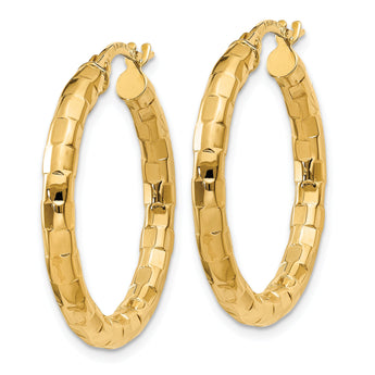 10k Polished/Textured Post Hoop Earring