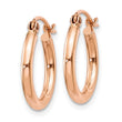10k Rose Gold Polished 2mm Lightweight Tube Hoop Earrings - Birthstone Company