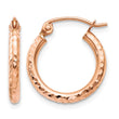 10K Rose Gold Lightweight Diamond-cut Hoop Earrings - Birthstone Company