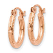 10K Rose Gold Lightweight Diamond-cut Hoop Earrings - Birthstone Company