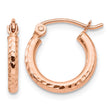 10K Rose Gold Lightweight Diamond-cut Hoop Earrings - Birthstone Company