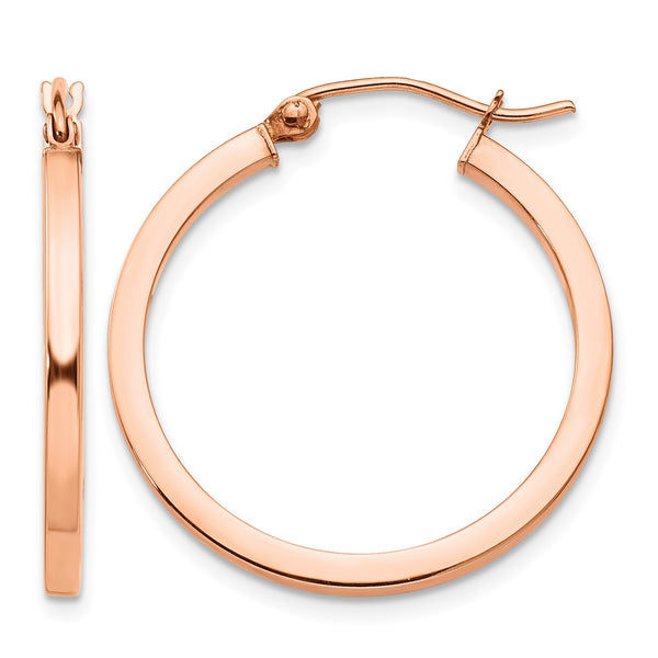 10k Rose Gold Lightweight Square Tube Hoop Earrings - Birthstone Company