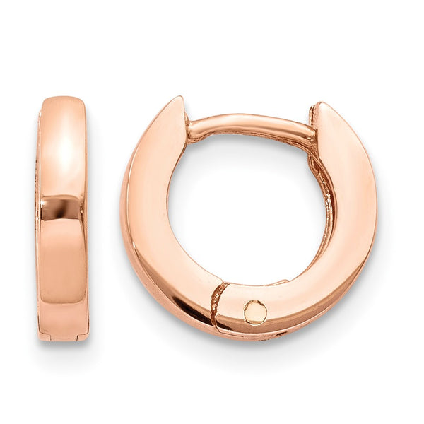 10k Rose Gold Round Hinged Hoop Earrings - Birthstone Company