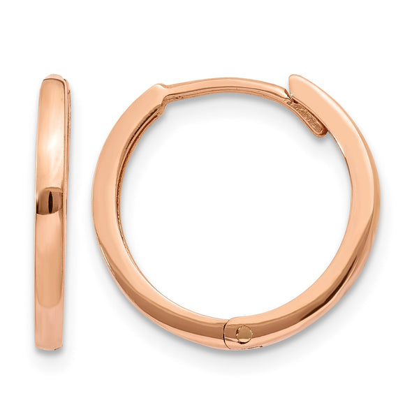 10k Rose Gold Round Hinged Hoop Earrings - Birthstone Company