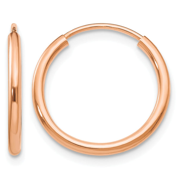 10k Rose Gold Polished Endless Tube Hoop Earrings - Birthstone Company