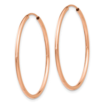 10k Rose Gold Polished Endless Tube Hoop Earrings