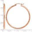 10K Rose Gold Polished Lightweight Large Diamond-cut Tube Hoop Earrings - Birthstone Company