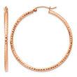 10K Rose Gold Polished Lightweight Large Diamond-cut Tube Hoop Earrings - Birthstone Company