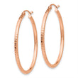 10K Rose Gold Polished Lightweight Large Diamond-cut Tube Hoop Earrings - Birthstone Company
