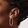 10K Rose Gold Polished Lightweight Large Diamond-cut Tube Hoop Earrings - Birthstone Company