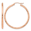 10K Rose Gold Polished Lightweight Large Diamond-cut Tube Hoop Earrings - Birthstone Company