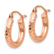 10K Rose Gold Polished Lightweight Small Diamond-cut Tube Hoop Earrings - Birthstone Company