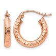10K Rose Gold Polished Lightweight Small Diamond-cut Tube Hoop Earrings - Birthstone Company