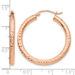 10K Rose Gold Diamond-cut 3mm Round Hoop Earrings - Birthstone Company