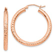 10K Rose Gold Diamond-cut 3mm Round Hoop Earrings