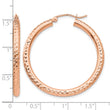 10K Rose Gold Diamond-cut 3mm Round Hoop Earrings - Birthstone Company