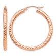 10K Rose Gold Diamond-cut 3mm Round Hoop Earrings - Birthstone Company