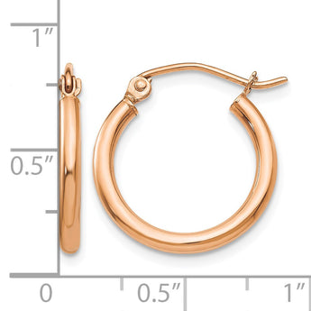 10k Rose Gold Polished 2.5mm Lightweight Tube Hoop Earrings - Birthstone Company