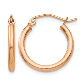 10k Rose Gold Polished 2.5mm Lightweight Tube Hoop Earrings - Birthstone Company