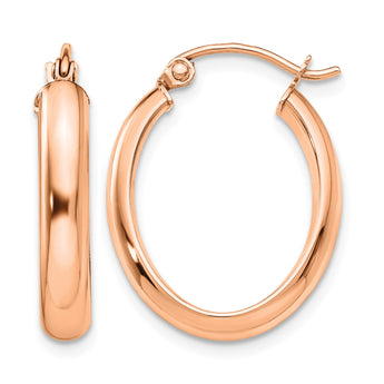 10k Rose Gold Polished Oval Tube Hoop Earrings - Birthstone Company