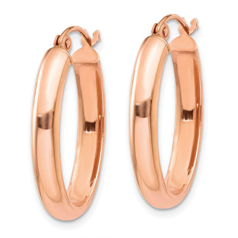 10k Rose Gold Polished Half-Round Oval Hoop Earrings - Birthstone Company