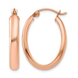 10k Rose Gold Polished Half-Round Oval Hoop Earrings - Birthstone Company