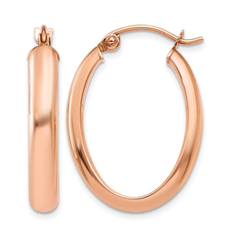 10k Rose Gold Polished Half-Round Oval Hoop Earrings - Birthstone Company