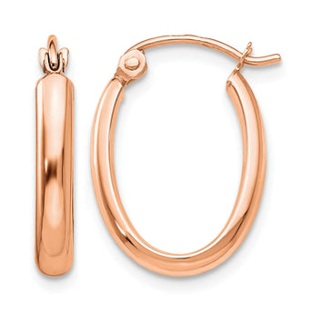 10k Rose Gold Polished Half-Round Oval Hoop Earrings - Birthstone Company