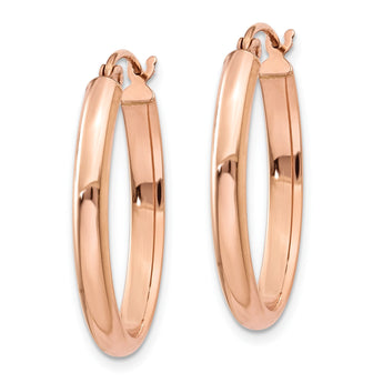 10k Rose Gold Polished Half-Round Oval Hoop Earrings - Birthstone Company