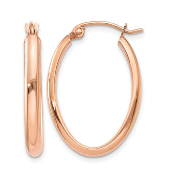 10k Rose Gold Polished Half-Round Oval Hoop Earrings - Birthstone Company