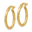 10k Polished and Textured Hoop Earrings