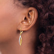 10k Two-tone with White Rhodium Diamond-cut Leverback Earrings
