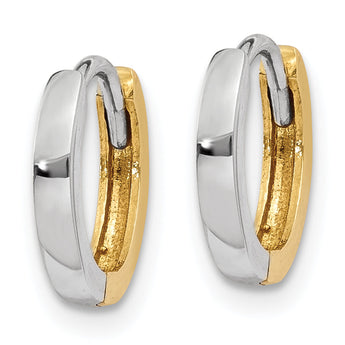 10k Two-tone 1.75mm Hinged Hoop Earrings