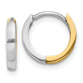 10k Two-tone 1.75mm Hinged Hoop Earrings