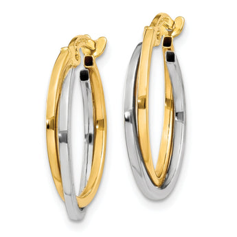 10k Two-tone Polished Hollow Hoop Earrings
