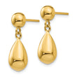 10k Teardrop Hollow Post Dangle Earrings
