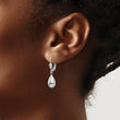 10k White Gold Polished Dangle Leverback Earrings