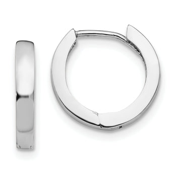 10k White Gold Round Hinged Hoop Earrings