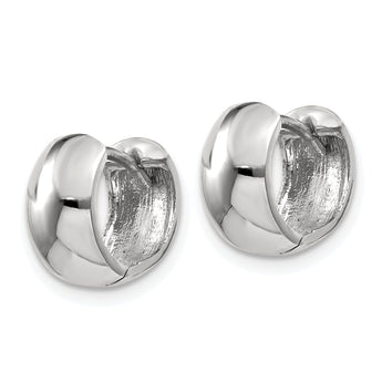 10k White Gold Round Hinged Hoop Earrings