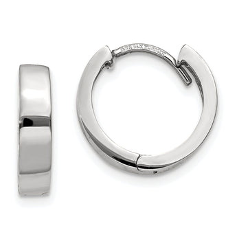 10k White Gold Round Hinged Hoop Earrings