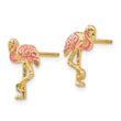 10k Pink Enameled Flamingo Post Earrings