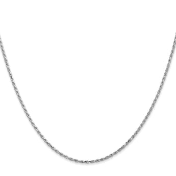 10k White Gold 1.3mm D/C Machine Made Rope Chain - Birthstone Company